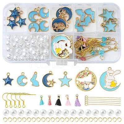 DIY Alloy Enamel & Acrylic & Polycotton Tassel Dangle Earrings Making Kits DIY-FS0001-21B-1
