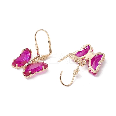 Glass Leverback Earring EJEW-C077-07KCG-1