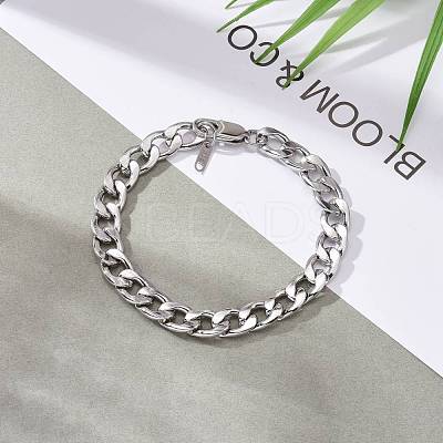 Tarnish Resistant 304 Stainless Steel Curb Chains Bracelets BJEW-JB06273-02-1
