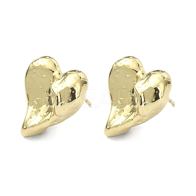 Rack Plating Brass Heart Stud Earrings for Valentine's Day EJEW-Q780-12G-1