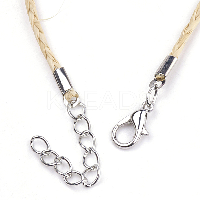 Handmade Braided Raffia Charm Bracelets AJEW-S072-28L-1