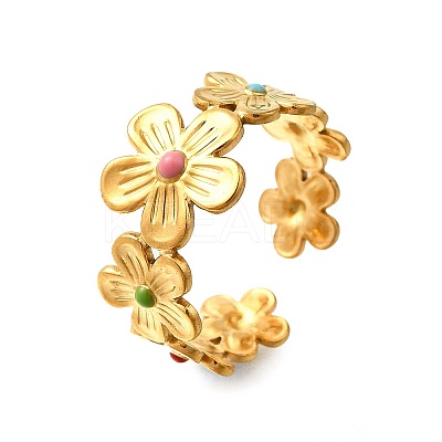 304 Stainless Steel Enamel Open Cuff Rings LS-RJEW-M072-19G-1