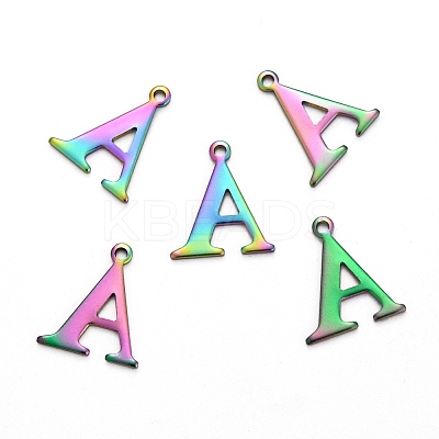 Ion Plating(IP) 304 Stainless Steel Alphabet Charms STAS-H122-A-M-1
