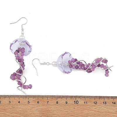 Dyed Natural Malaysia Jade Jellyfish Dangle Earrings for Women EJEW-JE07484-03-1