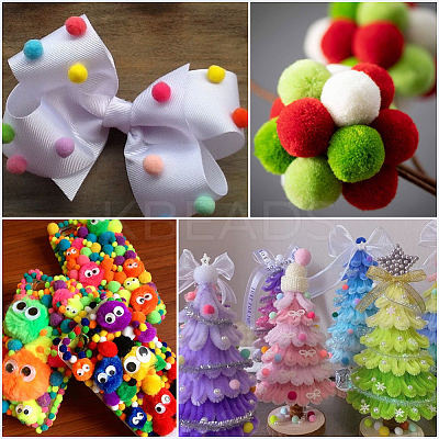 400Pcs 4 Colors Polyester Pom Pom Balls DIY-SC0031-37A-1