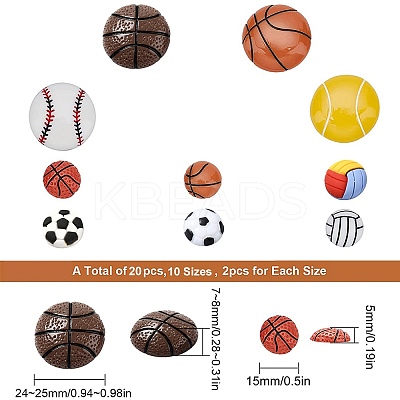 20pcs 10 sizes Resin Cabochons CRES-SC0001-86-1