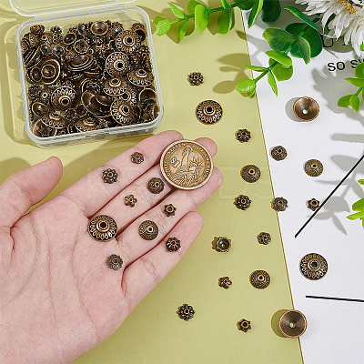 198Pcs 9 Styles Tibetan Style Alloy Bead Caps FIND-UN0015-67-1
