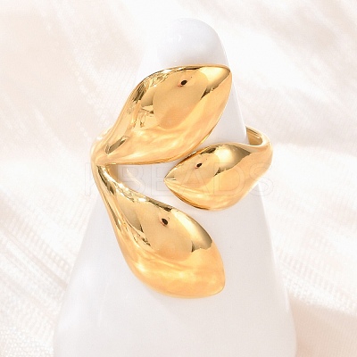 Teardrop 304 Stainless Steel Open Cuff Rings RJEW-R018-01G-03-1