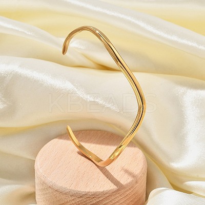 304 Stainless Steel Cuff Bangles for Women BJEW-B108-11G-1