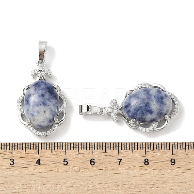 Natural Blue Spot Jasper Oval Pendants G-NH0025-15P-05-1