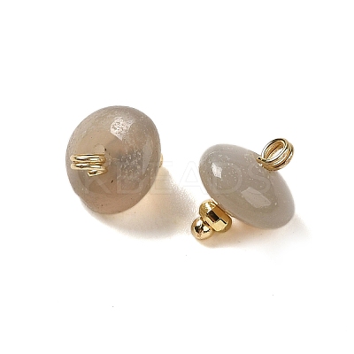 Natural Grey Agate Rondelle Charms with Rack Plating Brass Loops G-G110-05B-13-1