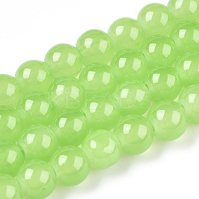 Baking Paint Imitation Jade Glass Round Bead Strands X-DGLA-Q021-6mm-09-1