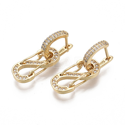 (Jewelry Parties Factory Sale)Brass Micro Pave Clear Cubic Zirconia Huggie Hoop Earring EJEW-R144-003-NF-1