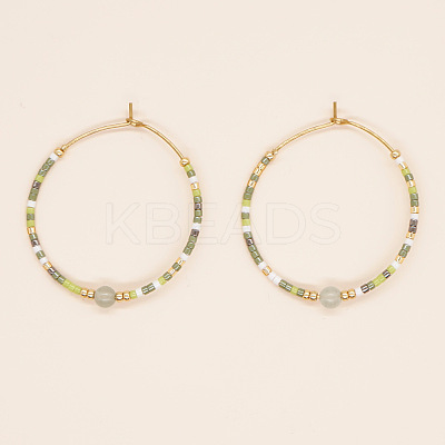 Bohemian Handmade Glass Beaded Hoop Earrings RN1446-5-1