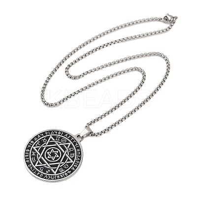 201 Stainless Steel Star of David 12 Constellation Pendant Necklaces LS-NJEW-K283-32P-1