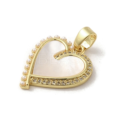 Brass Pave Shell Pendants KK-I708-15A-G-1