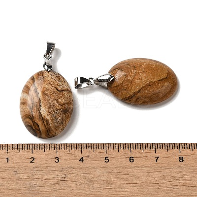 Natural Picture Jasper Pendants G-Z055-03P-25-1