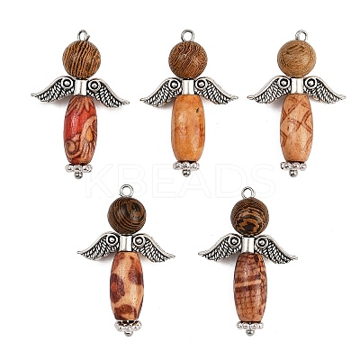 Printed Natural Wood Pendants PALLOY-JF04386-1