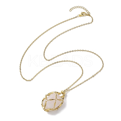 Crystal Stone Cage Pendant Necklaces NJEW-JN04759-03-1