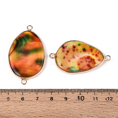 Brass Pave Dyed Natural Agate Connector Charms G-T139-97-1