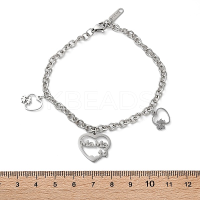 Mother's Day 304 Stainless Steel Charm Bracelets BJEW-A036-03P-1