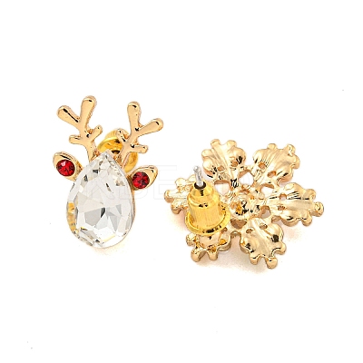 Christmas Alloy Colorful Rhinestone & Plastic Asymmetrical Stud Earrings for Women LS-EJEW-M256-02B-G-1