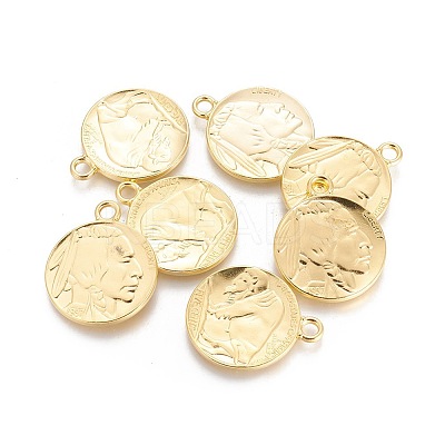 Tibetan Style Alloy Coin Pendants LS-TIBEP-GC001-G-RS-1