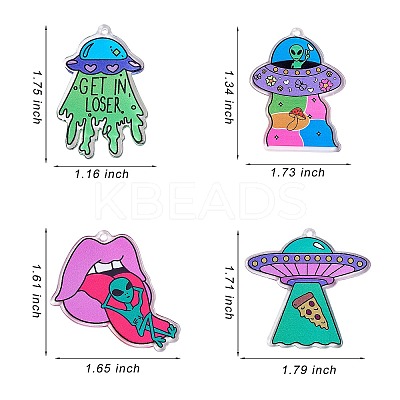 16Pcs 4 Style Alien Theme Colorful Acrylic Pendants FIND-SZ0002-97-1