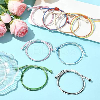 8Pcs 8 Colors Korean Waxed Polyester Cord Braided Bead Bracelets BJEW-FS00024-1