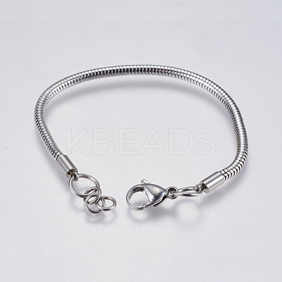 Tarnish Resistant 304 Stainless Steel Round Snake Chain Bracelet Making STAS-F139-056P-C-1