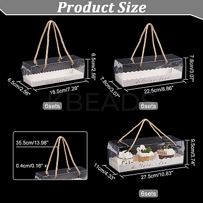18 Sets 3 Styles Portable Transparent Plastic Swiss Cake Roll Sandwich Holder Box CON-NB0002-13-1