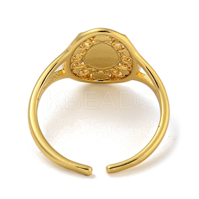 Oval with Virgin Mary Brass Open Cuff Rings for Women RJEW-Z050-08G-1