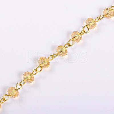 Handmade Rondelle Glass Beads Chains for Necklaces Bracelets Making AJEW-JB00037-01-1