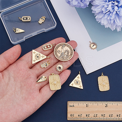 12Pcs 6 Styles Brass Pendants KK-ME0001-23-1