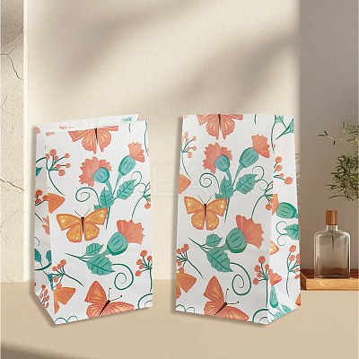 24Pcs Butterfly Printed Kraft Paper Food Storage Bags ABAG-SP0001-45-1