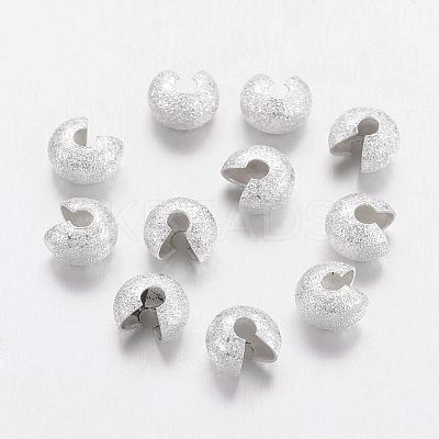 Brass Crimp Beads Covers X-KK-G017-S-NF-1