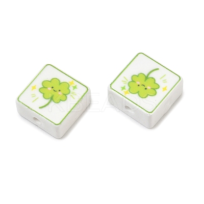 Printed Handmade Porcelain Beads PORC-G016-04R-1