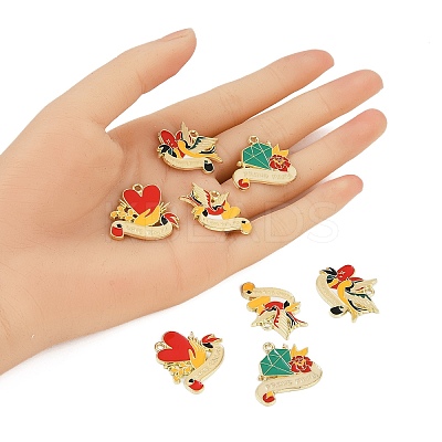 8Pcs 4 Styles Mother's Day Theme Alloy Enamel Pendants ENAM-FP0002-25-1