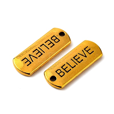 Tibetan Style Alloy Rectangle with Word Believe Pendants TIBEP-Q043-066AG-RS-1