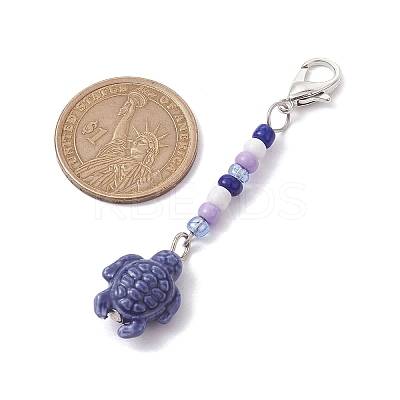 Ocean Themed 4Pcs 4 Colors Handmade Porcelain Pendant Decorations HJEW-JM01697-1