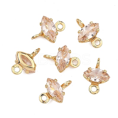 SHEGRACE Brass Pave Cubic Zirconia Horse Eye Connector Charms XGRQ2O890-436B-G-1