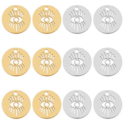 12Pcs 2 Style 304 Stainless Steel Charms STAS-HY0001-25-1