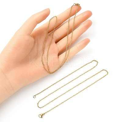 10Pcs Ion Plating(IP) 304 Stainless Steel Cable Chain Necklaces Set for Men Women MAK-YW0002-01G-1