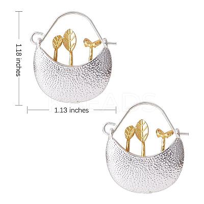 Two Tone Flower Basket Alloy Hoop Earrings JE1086A-1