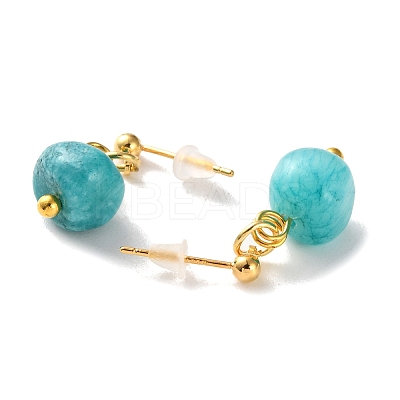 Natural Howlite 304 Stainless Steel Dangle Stud Earrings EJEW-H017-02G-01-1