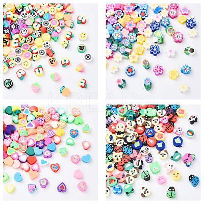100pcs 5 Styles Handmade Polymer Clay Beads CLAY-YW0002-14-1