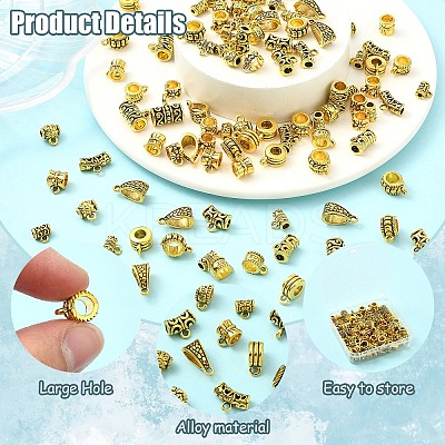 120Pcs 12 Styles Tibetan Style Alloy Tube Bails FIND-YW0007-32-1
