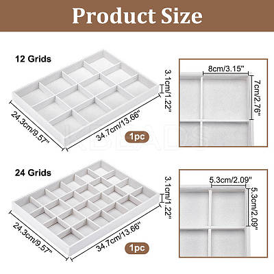 2Pcs 2 Styles MDF Jewelry Trays for Earrings Rings Necklaces ODIS-PH0001-85A-1