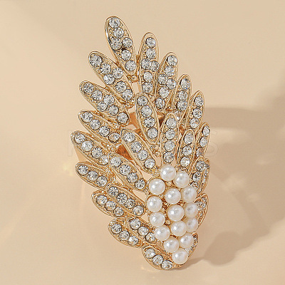 Oval Plastic Imitation Pearl & Rhinestones Finger Rings ZZ6722-1
