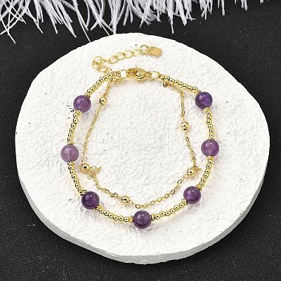 Natural Amethyst Bracelets BJEW-D330-01G-05-1